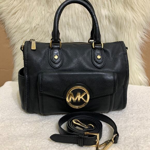 MICHAEL KORS Vintage Pebbled Black Leather Medium MARGO Zip Top Satchel - Picture 5 of 16